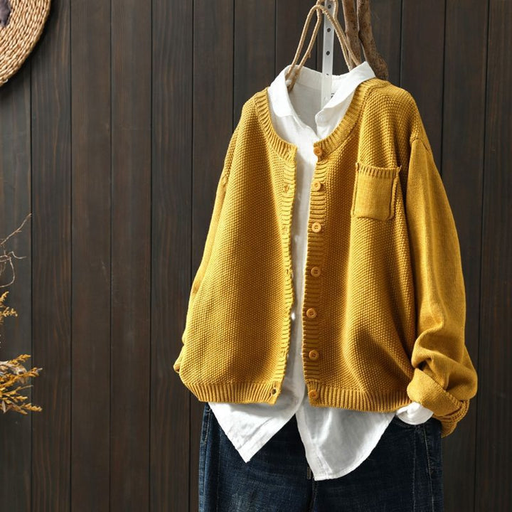 Damen Oversized Strickjacke mit Knöpfen