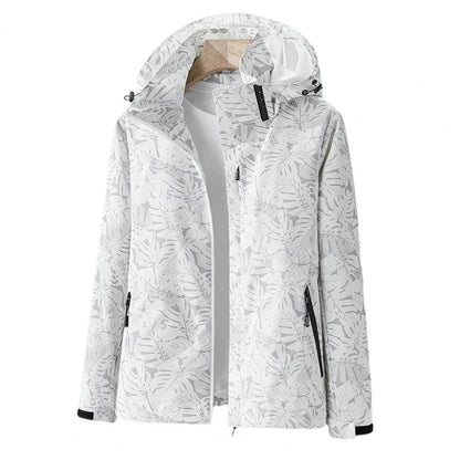 Wasserdichte Damenjacke Leicht mit Kapuze Blumenmuster