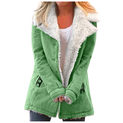 Damen Winterjacke Elegant Reverskragen Langärmlig